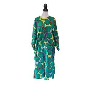 Vintage 1980's Laurel by Escada Scallop Shell Print Two-Piece Set - Size Small